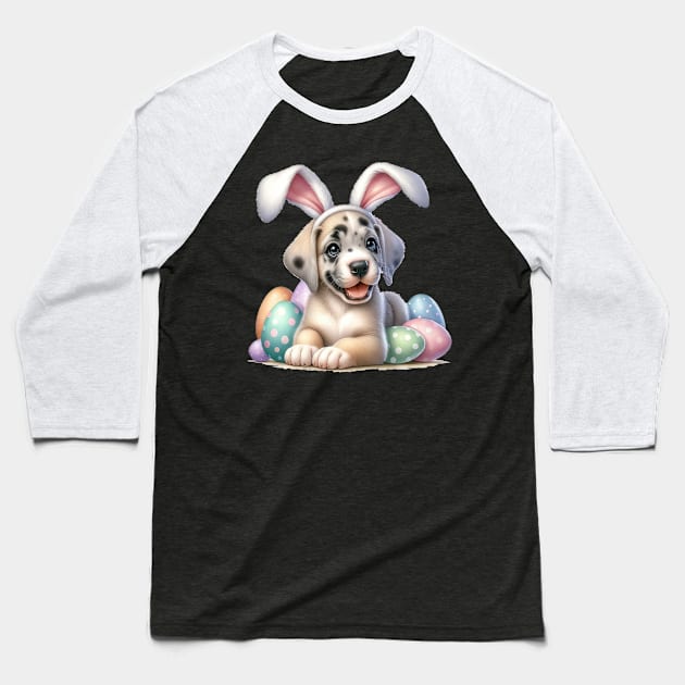 Puppy Great Dane Bunny Ears Easter Eggs Happy Easter Day Baseball T-Shirt by TATTOO project